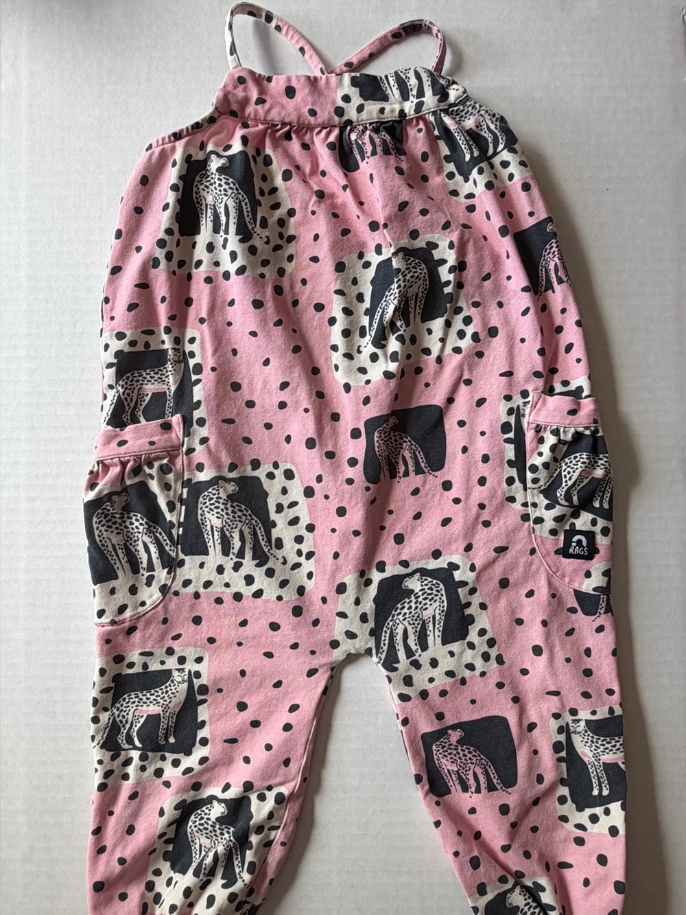 RAGS Kids 2T Pink Cheetah Leopard Print Pocket Romper Jumpsuit